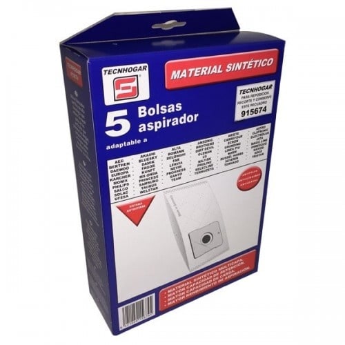 Sacos para Aspirador TECNOHOGAR (Compatibilidade: AEG) TECNHOGAR - Acessórios de aspirador - poliéster, AEG, branco, 5 peças