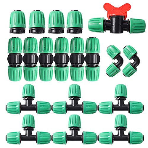 Conjunto de 19 Grifos de Rega para Mangueiras de Gotejo 1/2 Polegadas FULAIERGD FULAIERGD - Acessórios e válvulas para mangueira de jardim - grifos, rega, mangueira, gotejador, 1/2 polegadas