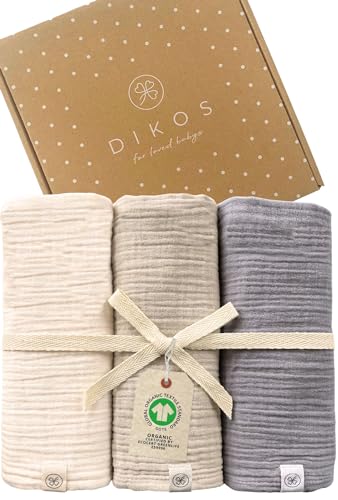 Conjunto de fraldas para bebé em algodão orgânico Cinzento claro Creme 64x64 cm DIKOS - Roupa - algodão, orgânico, cinzento claro, creme