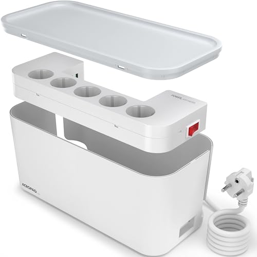 Caixa de Arrumação ACROPAQ (Branco - Plástico) ACROPAQ - Filtros de linha e supressores de surtos - tomada, portas usb, cabo alargador, dimensões