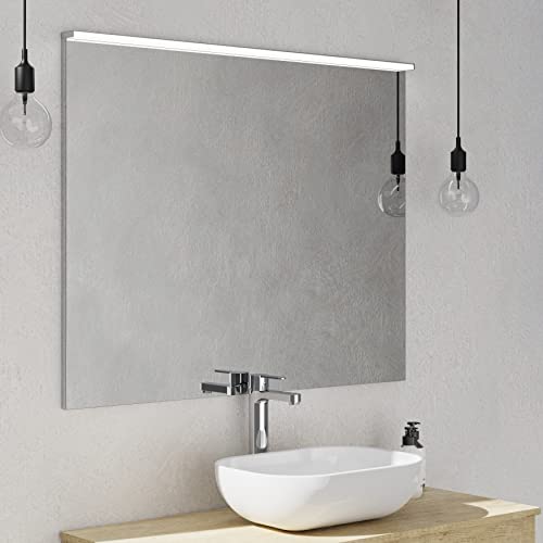 Espelho de Banheiro BAICAL 100X80Cm com Led (Branco - Vidro) Baikal - Espelhos - espelho, banheiro, baical, led, branco, vidro