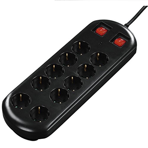 Hama 00118322 extensão elétrica 2 m 10 tomada(s) CA Preto, Branco Hama - Fios e cabos elétricos - 2 m, 10 tomadas, led duplo, 3500 w