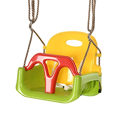 Baloiço para Bebé Outsunny | 3 em 1 | com Almofada Removível e Barra em T | 42 x 33 x 120-180 cm - Verde Outsunny - Baloiços e conjuntos de jogo. - 3 em 1, almofada removível, barra frontal ajustável, protecção 360°
