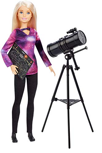 BARBIE: Astronauta (Idade Mínima Recomendada: 3 anos) Barbie - Bonecas - astronauta, telescópio giratório, mapa das estrelas, figura