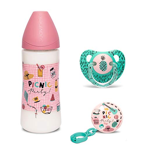 Conjunto de Biberão e Chucha SUAVINEX 360 Ml Suavinex - Cuidados com a higiene oral - 360 ml, tetina anatômica, silicone, bebês glotonos