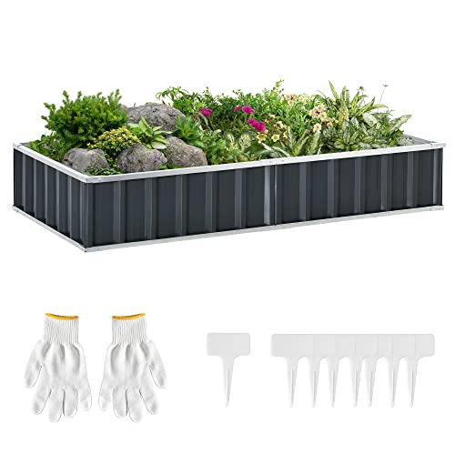 Caixa de Plantio Outsunny | 174 x 90 x 30 cm | Inclui Luvas - Cinzento Outsunny - Vasos e canteiros - caixa de plantio, outsunny, 174 x 90 x 30 cm, luvas, cinzento