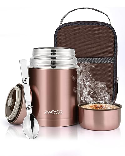 Termo ZWOOOS 800 ml (Aço inoxidável - Preto) ZWOOS - Porta-alimentos e bebidas - 800 ml, aço inoxidável, preto