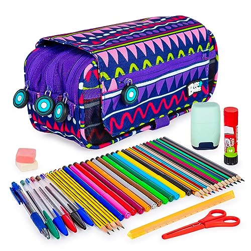 Estojo COLEPACK BB ZIGZAG (Branco e Azul) ColePack - Estojos para canetas e lápis - computador, felpa, documentos, bolsa externa