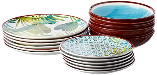 Conjunto de Talheres TOGNANA (Vidro - 18 peças) Tognana - Pratos - vidro, metal preto, 18 peças, pratos altos, pratos baixos