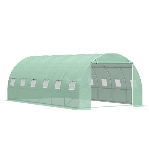 Túnel de Cultivo Outsunny | 600 x 300 x 200 cm - Preto Outsunny - Estufas - 600 x 300 x 200 cm, preto, cultivo