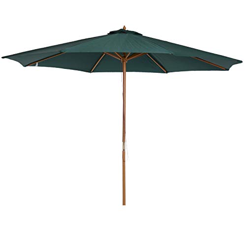 Guarda-Sol Outsunny | Ø300 x 250 cm - Verde Outsunny - Móveis de exterior - 300x250 cm, madeira, poliéster, roldanas