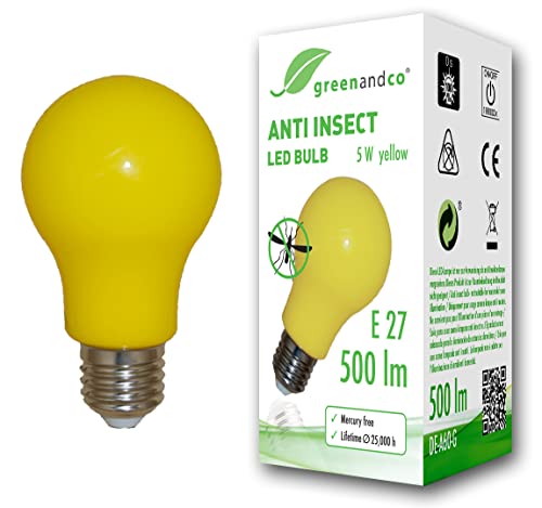 Lâmpada LED Verde e Co 5 W E27 Amarelo 1 Unidade greenandco - Repelentes de insetos domésticos - led, verde, e27, 5W