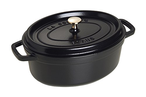 Panela de Cozinha Oval com Tampa STABO 1102325 STAUB - Fornos holandeses - preto, ferro fundido, Ø 23 cm