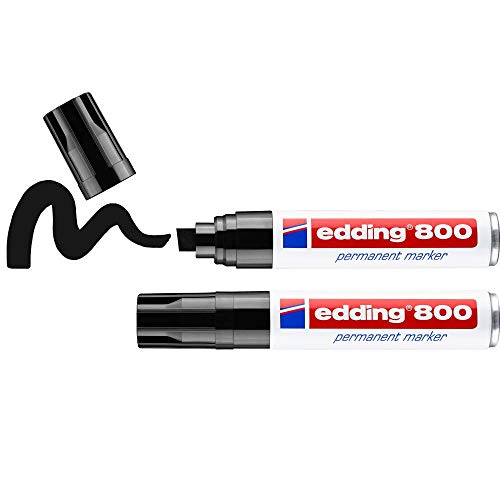 Marcador Permanente EDDING 800 Ponta Biselada Preto (Ponta de 4-12 mm) Edding - Marcadores e marcadores de texto - ponta biselada, preto, resistente à água, 4-12 mm