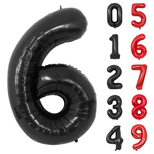 Globo Nº 6 Preto (40 cm) - 1 Unidade - Globo de Festejos Yoyoin - Balões - globo, preto, 40 cm