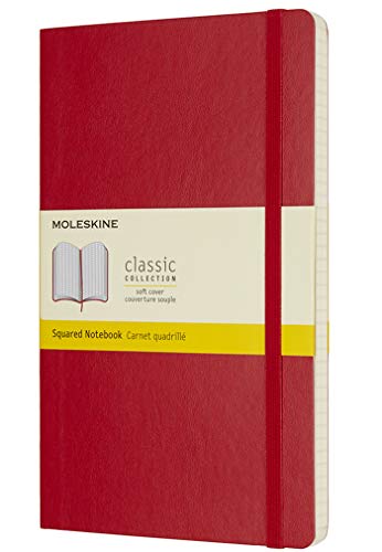 Caderno Liso e Quadriculado 13 x 21 cm - Vermelho Moleskine - Cadernos e bloco de notas - 13x21cm, quadriculado, vermelho