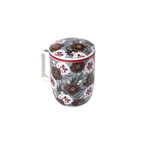 Caneca com Filtro e Tampa 16,5 Cm Harmonia Flor Tea Shop TEA SHOP - Canecas - porcelana, filtro de aço inoxidável, tampa, 16,5 cm