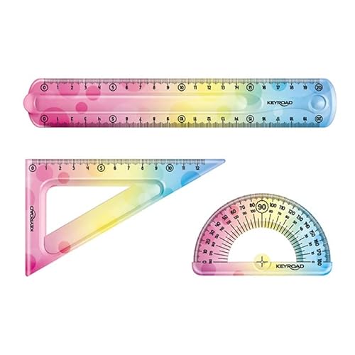 Jogo Didático KEYROAD Flexible Rainbow Deco KEYROAD - Instrumentos de escrita e desenho - régua, triângulo, transportador elástico, instruções