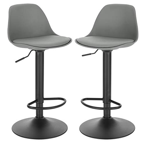Conjunto de 2 Bancadas EUGAD 2X (Cinzento - Plástico e Couro sintético) EUGAD - Cadeiras de escritório - conjunto, bancadas, eugad, cinzento, plástico, couro sintético