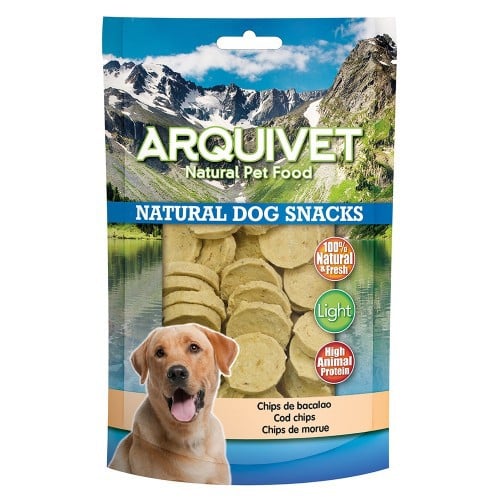 Arquivet Bacalhau Chips 100 g Snack natural para cães Arquivet - Petiscos para cães - natural, 100% proteínas, baixa gordura, recompensa