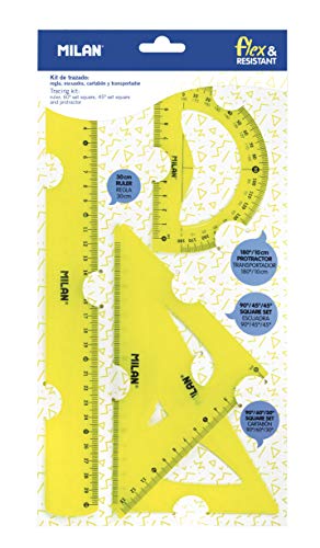 Conjunto de Desenho MILAN 4 Peças Flexíveis Amarelo Milan - Kits de desenho e pintura - 4 peças, flexível, amarillo, escala