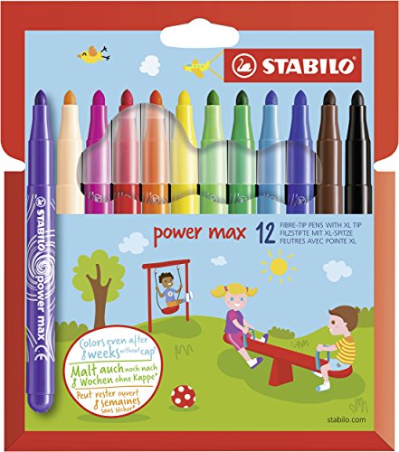 Caneta de Feltro STAEDTLER Power Max (Multicor) Stabilo - Canetas - multicor, lavável, feltro