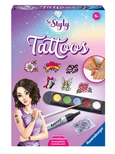 Brinquedo de Trabalhos Manuais RAVENSBURGER So Styly Tattoos (Idade Mínima Recomendada: 6 anos) Ravensburger - Tatuagens temporárias - tatuagem, cores, pincel, autocolantes