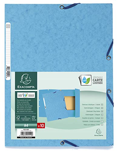 Colete Elástico Com 3 Aberturas 24X32 Cm Azul Turquesa EXACOMPTA - Pastas de arquivo - elástico, 3 aberturas, 24x32 cm, azul turquesa