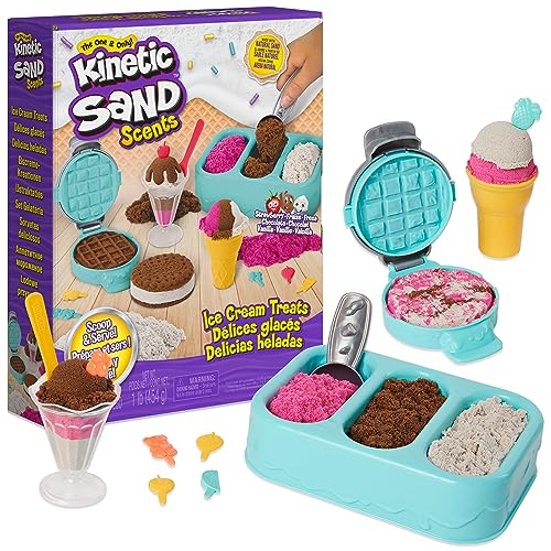 Areia mágica SPIN MASTER Kinetic Sand Ice Cream Treats Playset SPINMASTER - Brinquedos - areia mágica, gelado, 3 cores, acessórios, cinética