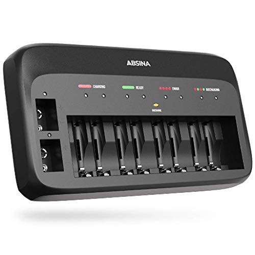 Carregador de Bateria ABSINA X10 (AA/AAA/9V) ABSINA - Carregadores de bateria de uso geral - carregador, bateria, aa, AAA, 9V