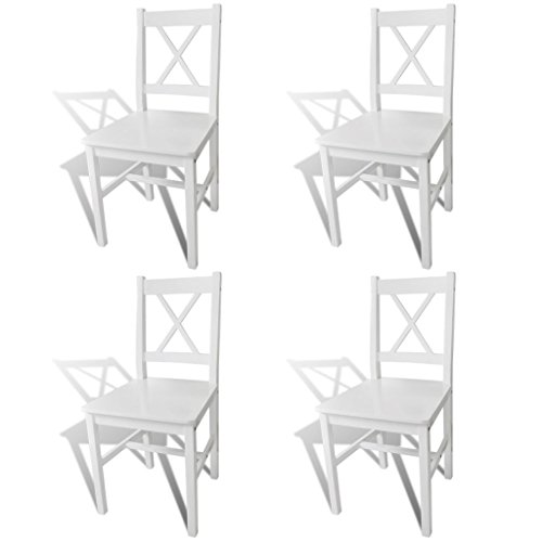 Conjunto de 4 Cadeiras de Jantar VIDAXL Encosto Cruzado Madeira (Branco - 87x42x46 cm) vidaXL - Cadeiras - conjunto, cadeiras, jantar, vidaxl, encosto, cruzado, madeira