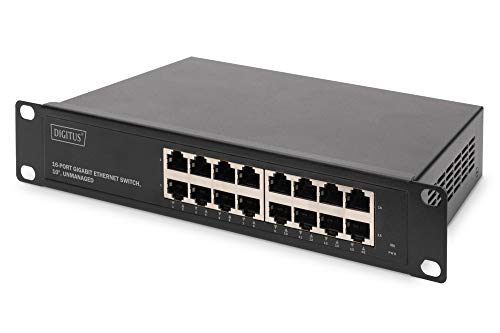 Digitus DN-80115 comutador de rede Gigabit Ethernet (10/100/1000) Preto 1U Digitus - Concentradores e comutadores - comutador, gigabit ethernet, preto, 1u