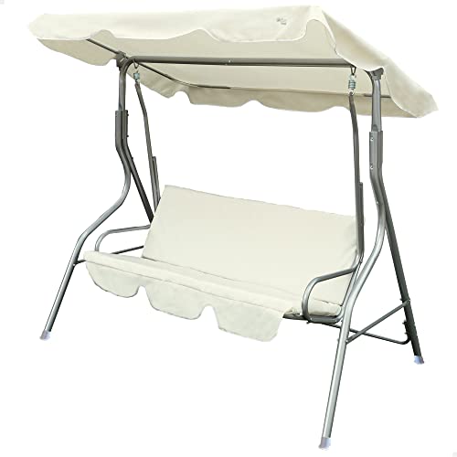 Baloiço de Jardim AKTIVE (Branco - Aço - 195x200x180 cm) AKTIVE - Móveis de exterior - branco, aço, 195x200x180 cm