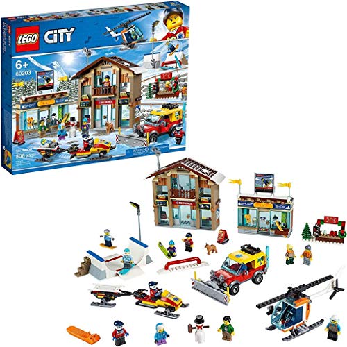 LEGO City - Estância de Esqui (Idade Mínima Recomendada: 6 anos) LEGO - Blocos de encaixe - snowboard, half-pipe, helicóptero, cafeteria