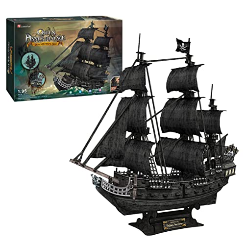 Puzzle 3D Barco Pirata Queen Anne'S (Idade Mínima Recomendada: 14 anos - 328 Peças) World Brands - Jogos - 328 peças, 3D, pirata, barco