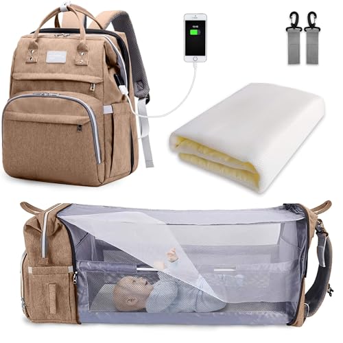 Mochila SNDMOR Grande com Porta-Cartucho e Porta-Bebe SNDMOR - Sacolas de fraldas - porta-cartucho, porta-bebé, resistente à água, correia ajustável
