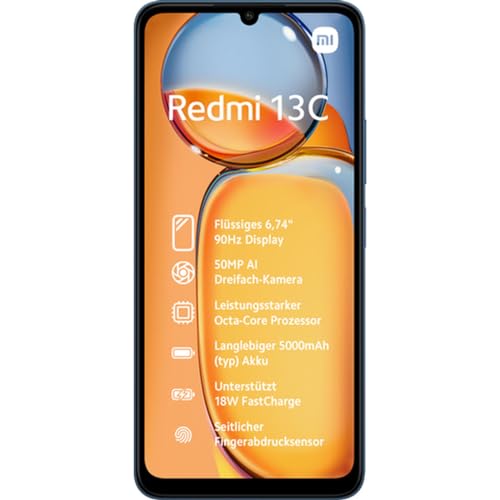 Smartphone XIAOMI Redmi 13 C (6.7'' - 4 GB - 128 GB - Azul) Xiaomi - Telemóveis - android, 4 gb ram, 128 GB, 50 mp câmara traseira, 5000 mAh bateria