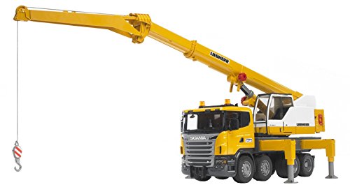 Camião Grúa de Juguete SCANIA R Series 1:16 Bruder - Caminhões de brinquedo & veículos de construção - escala 1:16, cabina giratória, portas traseiras abertas, grua articulada