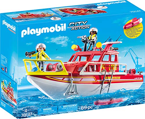 Playmobil City Action 70147 navio de combate a incêndios (Jogos de Construção) PLAYMOBIL - Conjuntos de brinquedos - navio, combate a incêndios, bombeiros, componentes