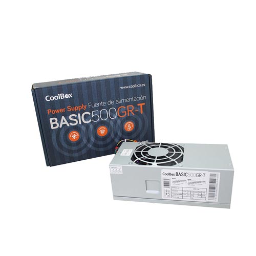 Fonte de Alimentação CoolBox BASIC500GR-T | Cinzento (Alimentação) COOLBOX - Fontes de alimentação para computador - 500w, Haswell, 12V, controlo térmico