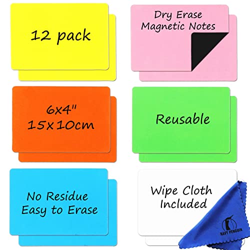 Pack de 12 Etiquetas Magnéticas para Geladeira Navy Penguin - Ímãs de geladeira - 12 etiquetas, cores diferentes, personalizáveis, tecido de apagamento