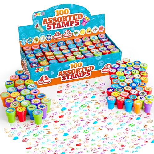 Kit de sellos para crianças Joyin | Azul, Amarelo, Vermelho Joyin Inc - Rotuladoras - selos, animais, 100 unidades, azul, amarelo, vermelho