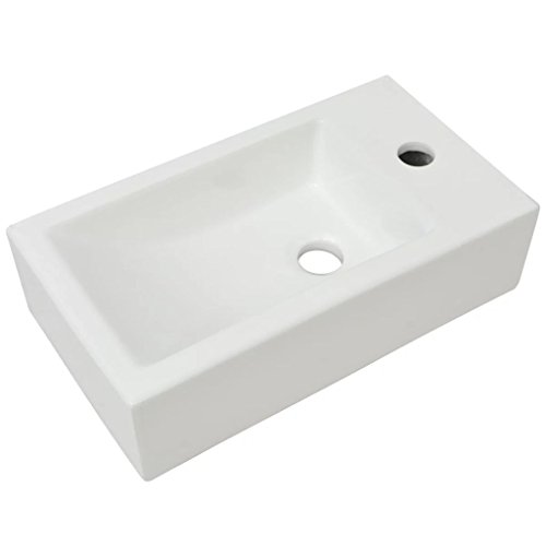 Lavatório VITRIFIED CERAMIC 6-1045 (Branco - Cerâmica - 46 x 25.5 x 12 cm) vidaXL - Acessórios de encanamento - cerâmica, branco, 46x25.5x12cm