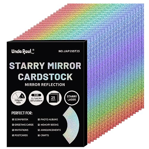 Papel Decorativo UAGUARDA Star Mirror (A4 - 25 Folhas) Uncle Paul - Papel de impressora e copiadora - azul, estrelas, nuvens, a4