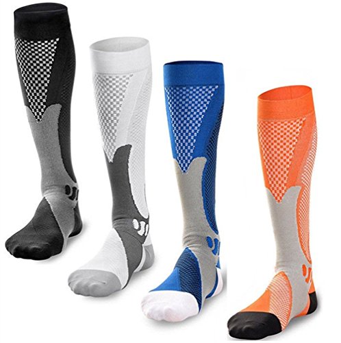 Meias de compressão para homens e mulheres 4 pares (20-30 mmHg) feifanshop - Meias Comuns - compressão, homens, mulheres, 20-30 mmHg