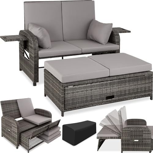 Conjunto de Jardim TECTAKE (Cinzento - Poliéster - 53.5x53.5x75 cm) TecTake - Móveis de exterior - cinzento, poliéster, 53.5x53.5x75 cm, almofada