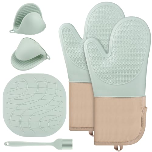 Conjunto de Luvas de Silicone para Cozinha - 6 Unidades Hippodance - Luvas de forno e pegadores de panelas - silicone, cozinha, resistente, 100% BPA livre