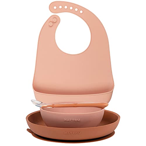Conjunto de Refeição Nattou Silicone para Crianças - Rosa/Brown Nattou - Móveis para bebês e crianças pequenas - silicone, crianças, rosa/brown