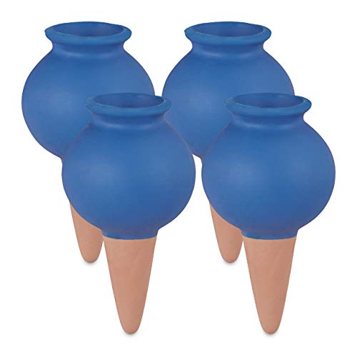 Conjunto de Rega RELAXDAYS 4 Pontas (Azul) Relaxdays - Globos e espetos de rega - 4 pontas, azul, cerâmica, durável