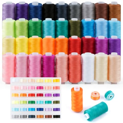 Fio para Costura PUWOWYE 36 Cores 400Yardas PUWOWYE - Fibras para artesanato - 36 cores, 400 yardas, poliéster